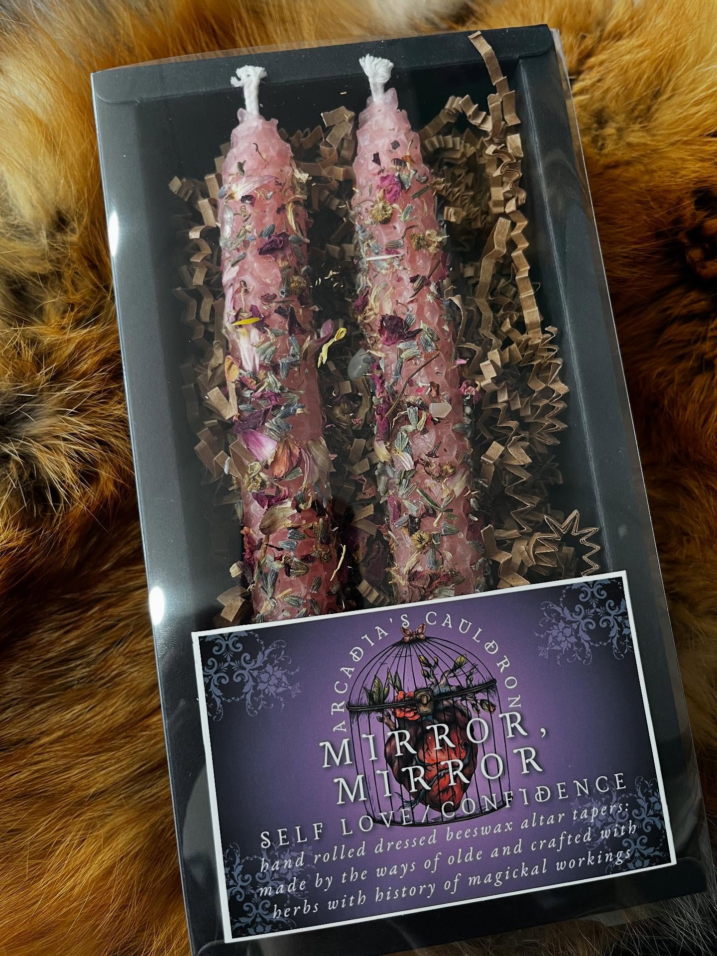 Hand Rolled Beeswax Tapers with Herbs, Florals and Intentions