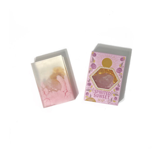 Spirited Sunset Gemstone Bar Soap Wild Rose with Rose Quartz