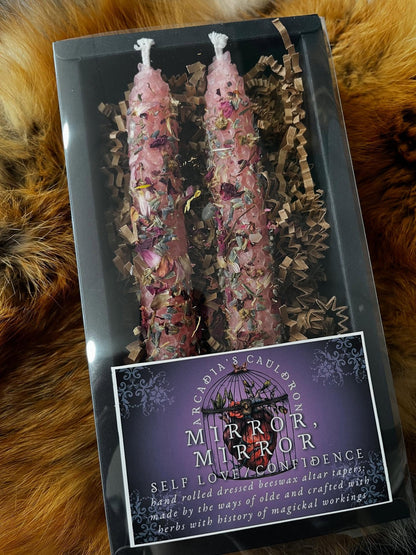 Hand Rolled Beeswax Tapers with Herbs, Florals and Intentions