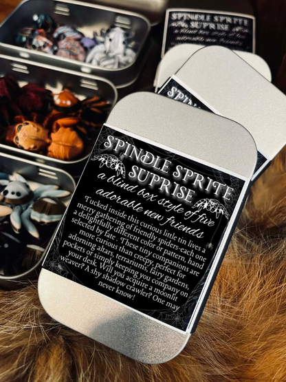 Spindle Sprite Surprise-a blind box style of five adorable 3-D printed spiders