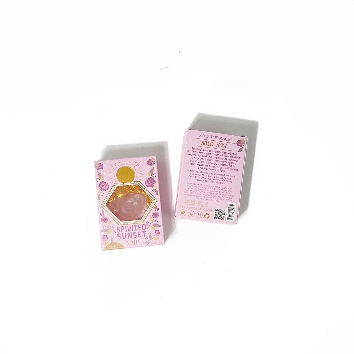 Spirited Sunset Gemstone Bar Soap Wild Rose with Rose Quartz