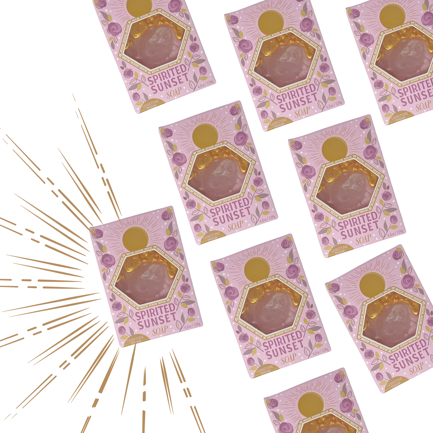 Spirited Sunset Gemstone Bar Soap Wild Rose with Rose Quartz