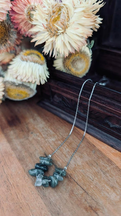 Everyday Charm- A Minimalist Necklace with Polished Semi-Precious Stone Chips