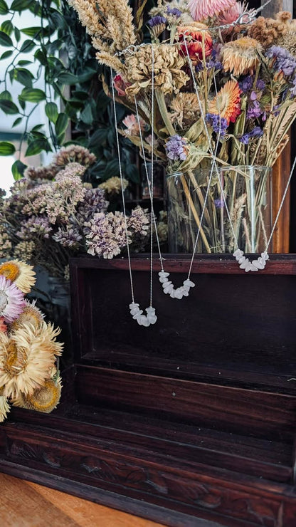 Everyday Charm- A Minimalist Necklace with Polished Semi-Precious Stone Chips