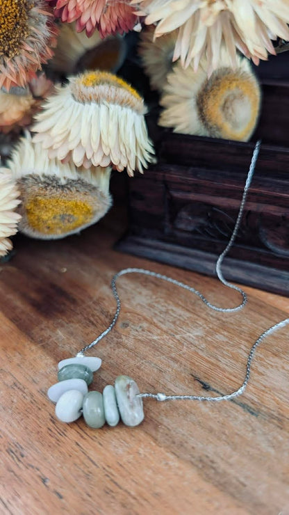 Everyday Charm- A Minimalist Necklace with Polished Semi-Precious Stone Chips