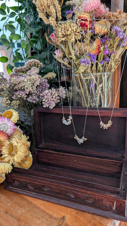 Everyday Charm- A Minimalist Necklace with Polished Semi-Precious Stone Chips
