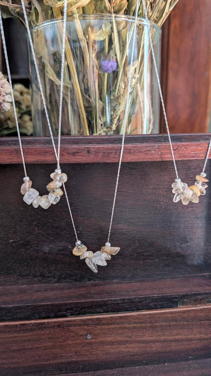 Everyday Charm- A Minimalist Necklace with Polished Semi-Precious Stone Chips