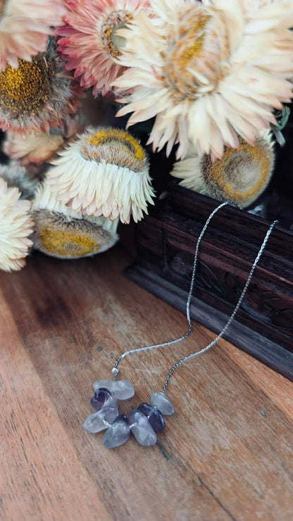 Everyday Charm- A Minimalist Necklace with Polished Semi-Precious Stone Chips