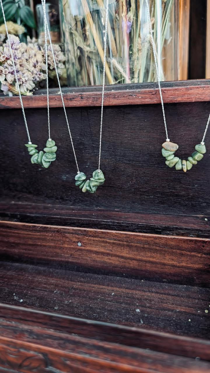 Everyday Charm- A Minimalist Necklace with Polished Semi-Precious Stone Chips