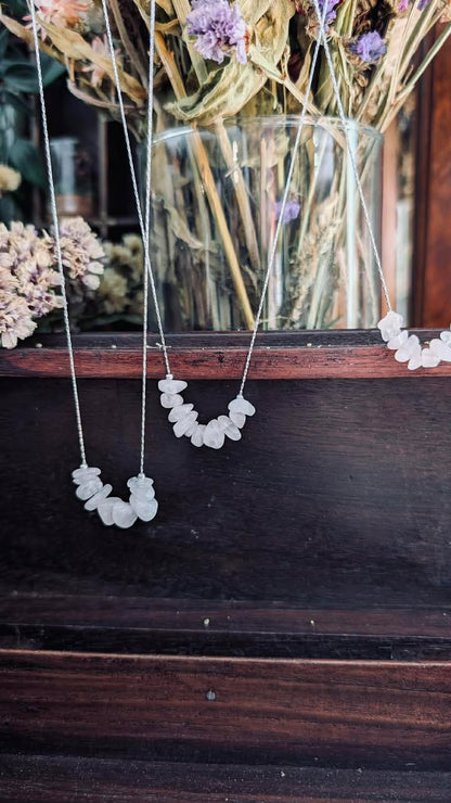 Everyday Charm- A Minimalist Necklace with Polished Semi-Precious Stone Chips