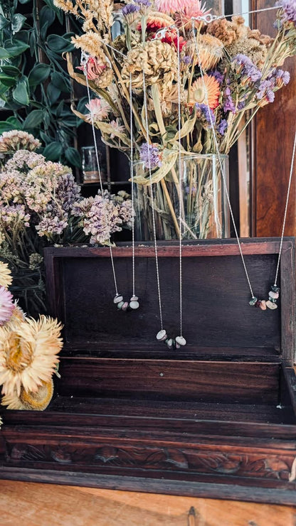 Everyday Charm- A Minimalist Necklace with Polished Semi-Precious Stone Chips