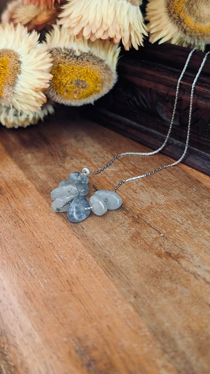 Everyday Charm- A Minimalist Necklace with Polished Semi-Precious Stone Chips