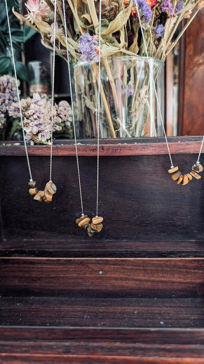 Everyday Charm- A Minimalist Necklace with Polished Semi-Precious Stone Chips