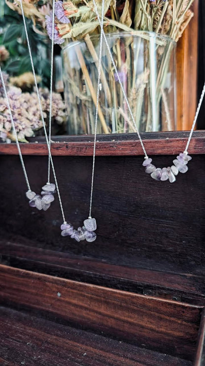 Everyday Charm- A Minimalist Necklace with Polished Semi-Precious Stone Chips