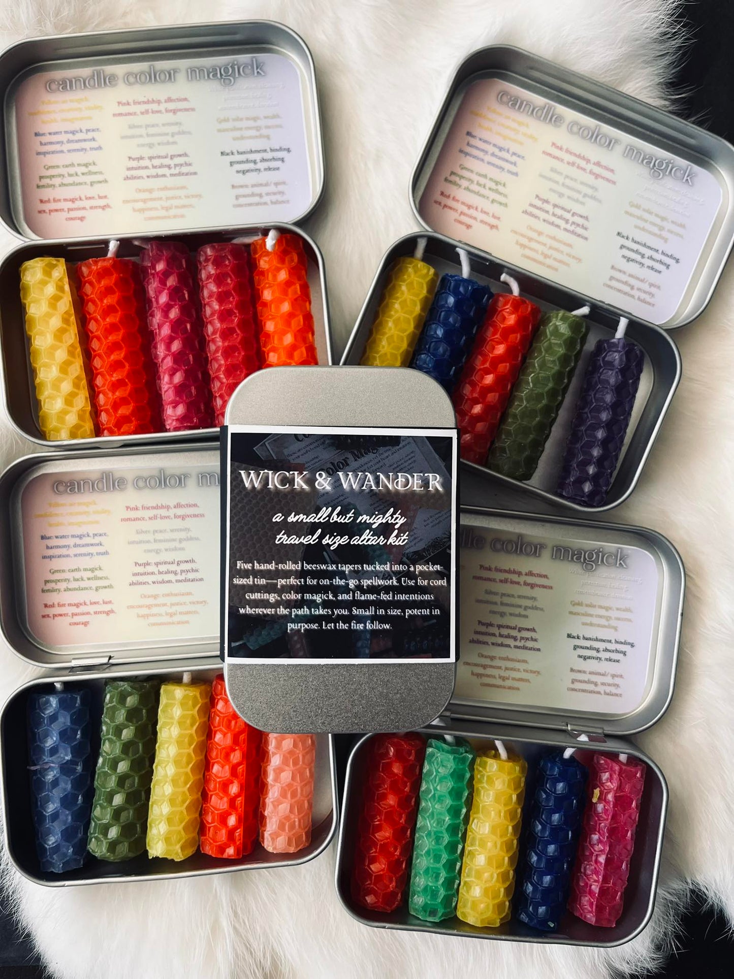 Wick and Wander Travel Tin of Hand Rolled Beeswax Candles